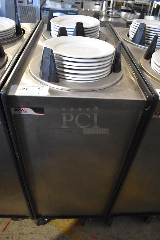 APW Wyott ML2-9-5P Stainless Steel Commercial 2 Well Plate Dispenser w/ 9" Plates on Commercial Casters. 15.5x301x42 - Image 1 of 6