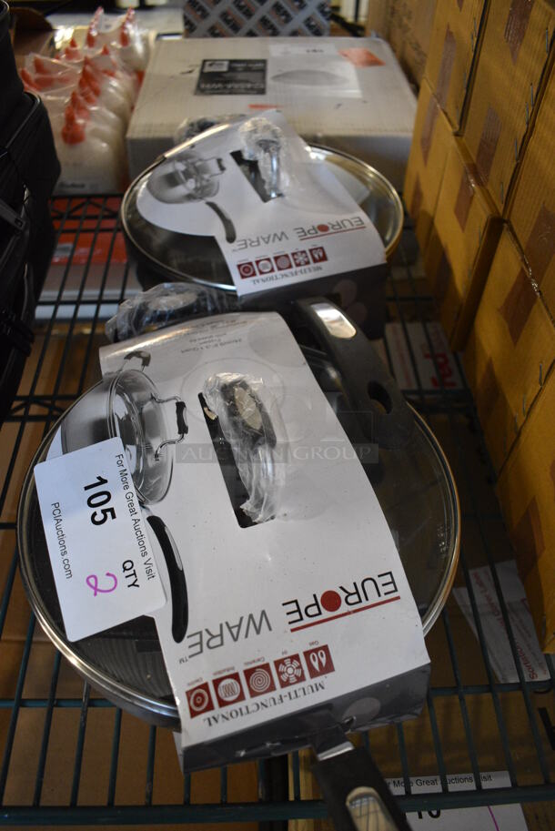 2 BRAND NEW! Europeware Metal Skillets w/ Lids. 20x9.5x5. 2 Times Your Bid! - Image 2 of 3