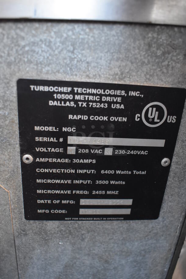 Turbochef NGC Stainless Steel Commercial Countertop Electric Powered Rapid Cook Oven. 208/240 Volts, 1 Phase.  - Image 5 of 6