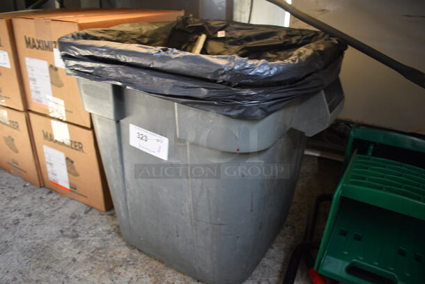 Gray Poly Trash Can w/ Contents Including Utensils. 21x21x22 - Image 4 of 4