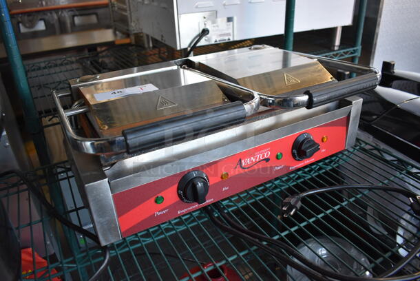 Avantco 177P85S Stainless Steel Commercial Countertop Electric Powered Dual Panini Press. 120 Volts, 1 Phase. 23x15x9. Tested and Working! - Image 2 of 7