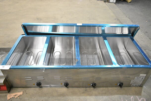 BRAND NEW SCRATCH AND DENT! 2024 Avantco 177STE4SA Stainless Steel Four Pan Open Well Electric Steam Table with Undershelf. 120 Volts, 1 Phase. Cannot Test Due To Plug Style - Image 2 of 8