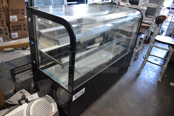 BRAND NEW SCRATCH AND DENT! Avantco 193BCD60B Metal Commercial Floor Style Deli Display Case Merchandiser. Outer Curved Pane of Glass Is Missing. 110-120 Volts, 1 Phase. Tested and Working!