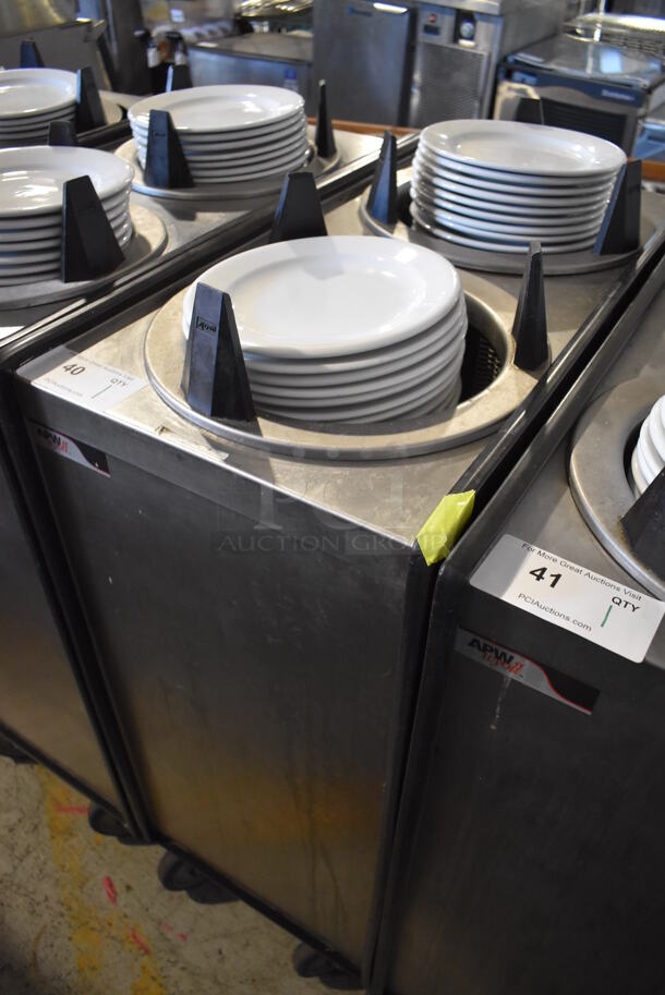 APW Wyott ML2-10 Stainless Steel Commercial 2 Well Plate Dispenser w/ 9" Plates on Commercial Casters. 15.5x301x42 - Image 3 of 6