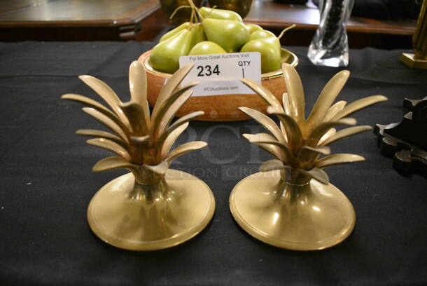 2 Gold Finish Metal Toppers w/ Leaf Accents. 2 Times Your Bid!