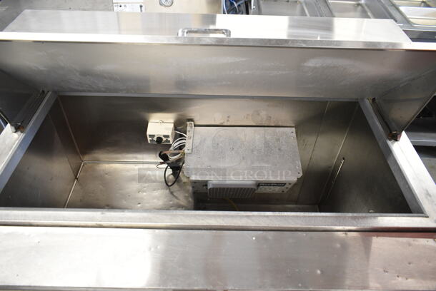 Stainless Steel Commercial Sandwich Salad Prep Table Bain Marie Mega Top on Commercial Casters. 115 Volts, 1 Phase. Tested and Powers On But Does Not Get Cold
 - Image 3 of 7