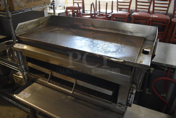 Stainless Steel Commercial Natural Gas Powered Flat Top Griddle w/ Cheese Melter. 42x24x23 - Image 2 of 5