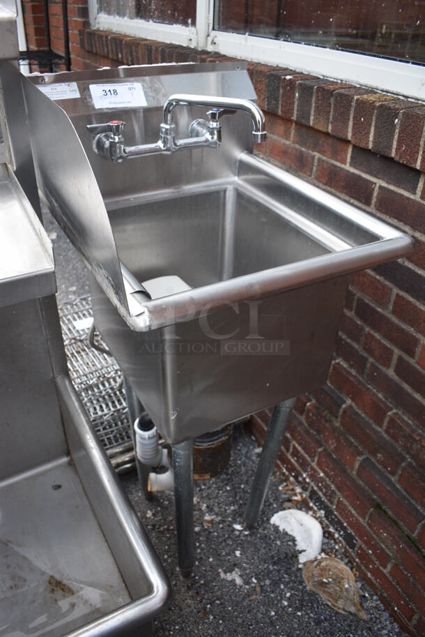 Stainless Steel Commercial Single Bay Sink w/ Insinkerator Badger Garbage Disposal, Faucet, Handles and Left Side Splash Guard. 19x22x44. Bay 14x16x10 - Image 2 of 4