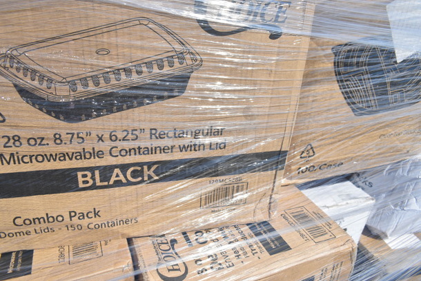PALLET LOT of 33 BRAND NEW Boxes Including 130WBKSPOONH Choice Black Heavy Weight Wrapped Plastic Teaspoon - 1000/Case, 129MCS28B Choice 28 oz. Black Rectangular Microwavable Heavy Weight Container with Lid 8 3/4" x 6 1/4" x 1 3/4" - 150/Case, 2 Box 128HD8COMBO ChoiceHD 8 oz. Microwavable Translucent Plastic Deli Container and Lid Combo Pack - 240/Case, 129MCS242CB Choice 30 oz. Black 8 3/4" x 6" x 2 3/4" 2-Compartment Rectangular Microwavable Heavy Weight Container with Lid - 150/Case, 2 Box 130WHSPOONH Choice White Heavy Weight Plastic Teaspoon - 1000/Case, 130BKFKSNH Choice Black Heavy Weight Wrapped Plastic Cutlery Pack with Napkin - 500/Case, 500TO993C3 Choice 9" x 9" x 3" Microwaveable 3-Compartment Black / Clear Plastic Hinged Container - 100/Case, 795PTOBK8 Choice Black Microwavable Folded Paper #8 Take-Out Container 6" x 4 3/4" x 2 1/2" - 300/Case, 127P2C Choice Clear Plastic Souffle Cup / Portion Cup - 2 oz. - 2500/Case, 4 Box 130BFORKWP Choice Individually Wrapped Medium Weight Black Plastic Fork - 1000/Case, 795PTOKFT8 Choice Kraft Microwavable Folded Paper #8 Take-Out Container 6" x 4 3/4" x 2 1/2" - 300/Case, 612D3COMP Choice 8 1/2"x 6 3/8" 3-Compartment Oblong Foil Take-Out Container with Board Lid - 250/Case, 795PTOBK8 Choice Black Microwavable Folded Paper #8 Take-Out Container 6" x 4 3/4" x 2 1/2" - 300/Case, 127CH04 Choice 4 oz. Clear RPET Hinged Deli Container - 400/Case, 347BP10C3BK Choice 10 1/4" 3-Compartment Black Plastic Plate - 500/Case. 33 Times Your Bid!  - Image 3 of 12