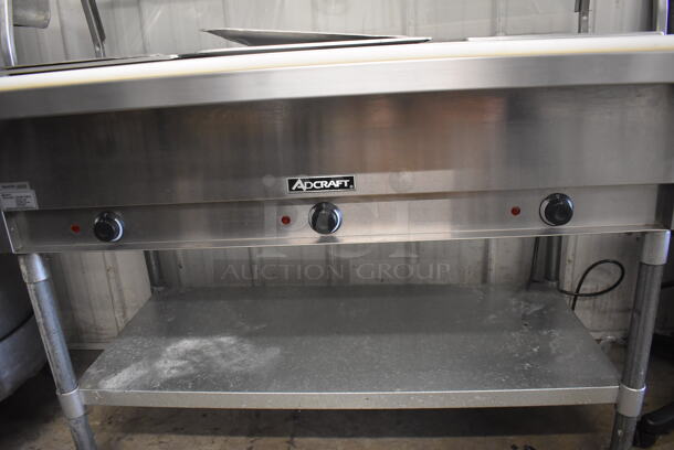 Adcraft Stainless Steel Open 3 Well Steam Table ST-120/3 with Overshelf and Cutting Board. 120 Volts 1 Phase - Image 5 of 9