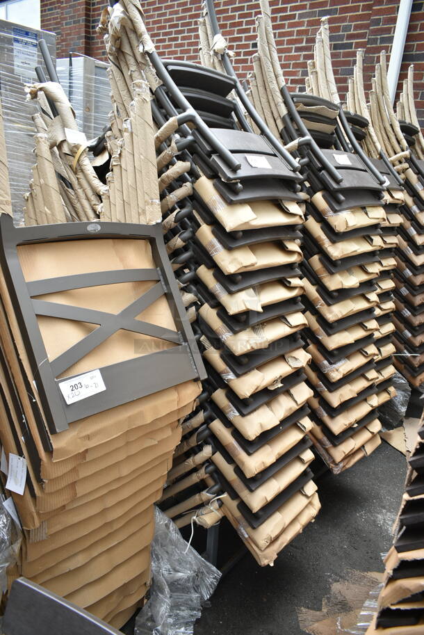 20 BRAND NEW! BFM Seating PH301CBR-BZ Brown Outdoor Dining Height Chair w/ Arm Rests. 20 Times Your Bid! - Image 4 of 5