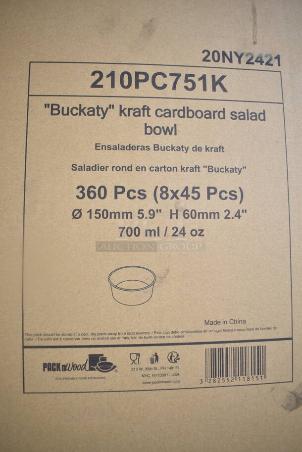 PALLET LOT of 14 BRAND NEW Boxes of 210PC751K Buckaty Kraft Cardboard Salad Bowl. 14 Times Your Bid!  - Image 3 of 3