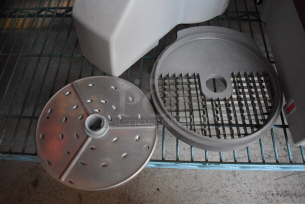 Robot Coupe R 2 Dice Metal Commercial Countertop Food Processor w/ Bowl, S Blade, Shredding Blade and Continuous Feed Head. 120 Volts, 1 Phase. 8x12x18. Tested and Working! - Image 3 of 6