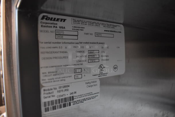 Follett REF5 Stainless Steel Commercial Undercounter Single Door Cooler. 115 Volts, 1 Phase. 24x28x34. Tested and Working! - Image 5 of 6