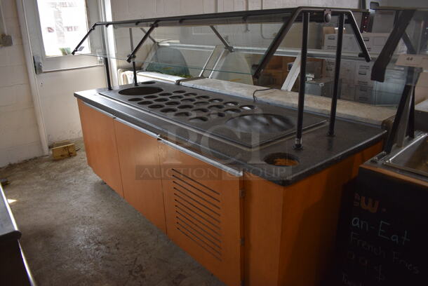 Metal Commercial Refrigerated Buffet Station w/ Sneeze Guard. 115 Volts, 1 Phase. 96x34x58. Tested and Working!