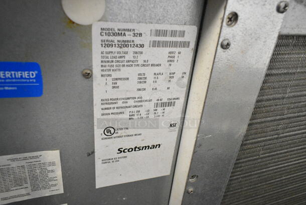 Scotsman C1030MA-32B Stainless Steel Commercial Ice Machine Head. 208/230 Volts, 1 Phase.  - Image 3 of 3