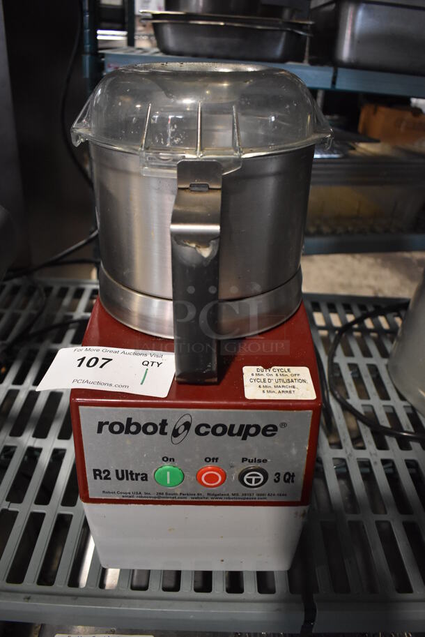 Robot Coupe R2U Metal Commercial Countertop Food Processor w/ Bowl, Lid and S Blade. 120 Volts, 1 Phase. 8x11x17. Tested and Working! - Image 2 of 7