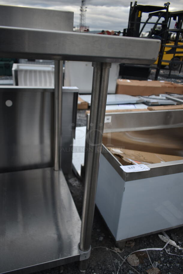 BRAND NEW SCRATCH AND DENT! Regency 600TSB3030S 30" x 30" 16-Gauge Stainless Steel Commercial Work Table with 4" Backsplash and Undershelf - Image 5 of 5