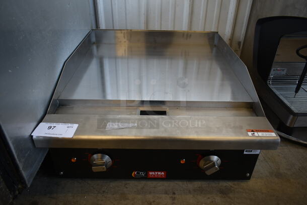 BRAND NEW SCRATCH AND DENT! Cooking Performance Group CPG 351GUCPG24M Stainless Steel Commercial Countertop Electric Powered Flat Top Griddle. 208/240 Volts, 1 Phase. 