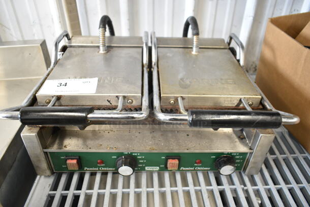 Waring Panini Ottimo Stainless Steel Commercial Countertop Double Panini Press. Cannot Test Due To Plug Style - Image 1 of 7