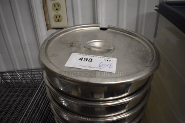 6 Stainless Steel Cylindrical Drop In Bins w/ 1 Lid. 11.5x11.5x9. 6 Times Your Bid! - Image 3 of 4