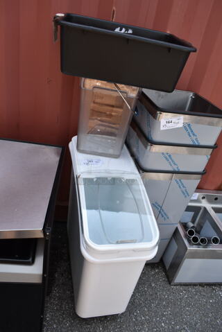 ALL ONE MONEY! Lot of White Poly Ingredient Bin, Poly Clear Bin and Black Bus Bin