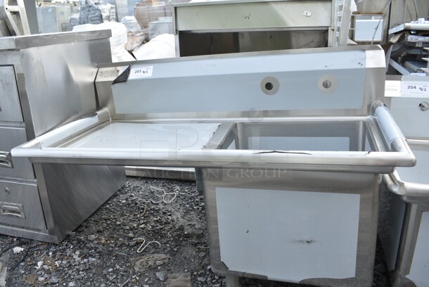 BRAND NEW SCRATCH AND DENT! Stainless Steel Single Bay Sink w/ Left Side Drain Board. No Legs.  - Image 2 of 6