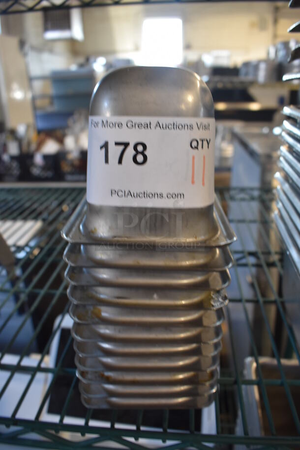 11 Stainless Steel 1/9 Size Drop In Bins. 1/9x4. 11 Times Your Bid!