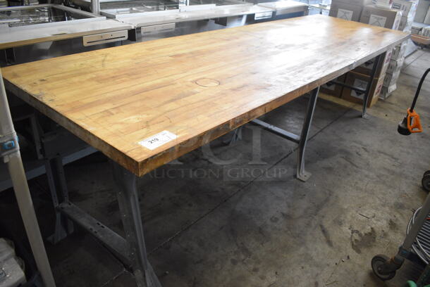 Butcher Block Table on Metal Legs. 120x36.5x34