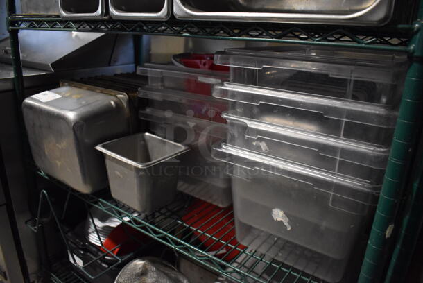 ALL ONE MONEY! Tier Lot of Various Items Including Stainless Steel Drop In Bins and Poly Bins