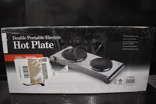LIKE NEW! Avantco 177EBS102 Stainless Steel Countertop Double Burner Solid Top Portable Electric Hot Plate Range. 120 Volts, 1 Phase. Unit Has Only Been Used a Few Times! 21x9x4. Tested and Working! - Image 6 of 7