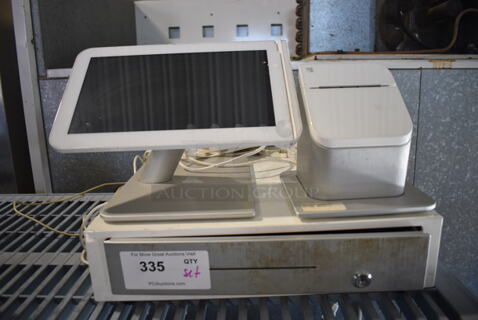 ALL ONE MONEY! Lot of Clover Model C100 11.5" POS Monitor, Clover Model P100 Receipt Printer and Metal Cash Drawer! 