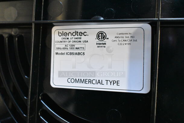 BRAND NEW SCRATCH AND DENT! Blendtec ICB5/ABC5 Countertop Blender w/ Enclosure and 2 Poly Pitchers. 120 Volts, 1 Phase. Tested and Working! - Image 8 of 8