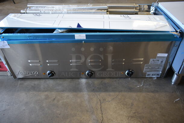 BRAND NEW SCRATCH AND DENT! 2023 Avantco 177STE3S Stainless Steel Commercial Floor Style Electric Powered 3 Bay Steam Table. Stock Picture Used as Gallery. 120 Volts, 1 Phase. Tested and Working! - Image 3 of 6