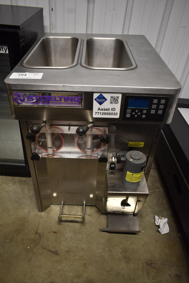 2016 Stoelting SF121-38I2 Stainless Steel Commercial Countertop Air Cooled 2 Flavor w/ Twist Soft Serve Ice Cream Machine w/ Mixing Head Attachment. 208-240 Volts, 1 Phase.