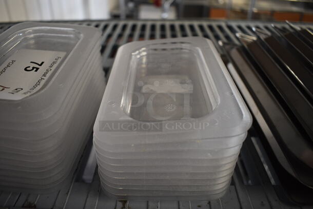 ALL ONE MONEY! Lot of 11 Clear Poly 1/9 Size Drop In Bin Lids! One Lid Is Notched - Image 3 of 3
