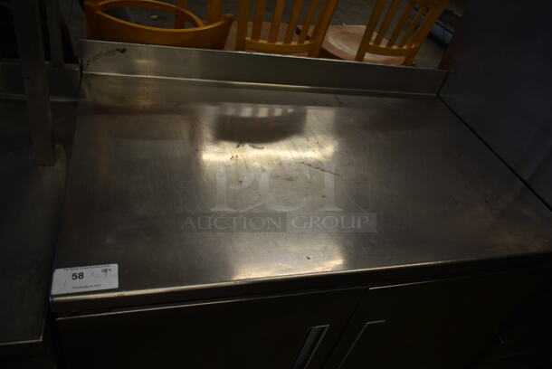 Stainless Steel Commercial 2 Door Work Top Cooler w/ Back Splash on Commercial Casters. Tested and Working! - Image 2 of 6