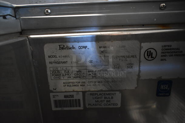Perlick 8340UL Stainless Steel Commercial Back Bar Bottle Cooler w/ Sliding Lid. 115 Volts, 1 Phase. Tested and Powers On But Does Not Get Cold - Image 6 of 6