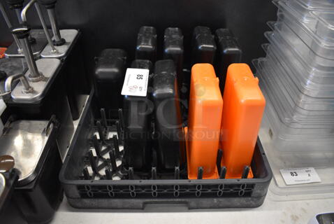 ALL ONE MONEY! Lot of 9 Poly Bins in Dish Caddy. Includes 3x7.5x10, 4.5x7.5x7.5
