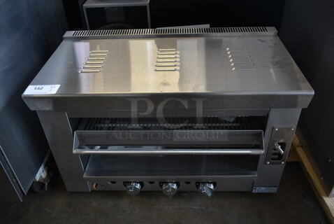 BRAND NEW SCRATCH AND DENT! Cooking Performance Group CPG 351S36SBN Stainless Steel Commercial Natural Gas Powered Salamander Broiler Cheese Melter. 36,000 BTU.