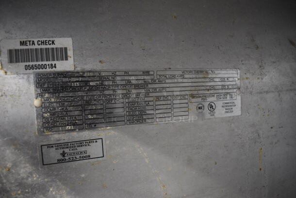 Victory Model RA-2D-7 Stainless Steel Commercial 2 Door Reach In Cooler. 115 Volts, 1 Phase. 52x36x84. Tested and Powers On But Temps at 45 Degrees - Image 7 of 7