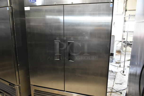 2020 Atosa MBF8503GR Stainless Steel Commercial 2 Door Reach In Freezer w/ Poly Coated Racks on Commercial Casters. 115 Volts, 1 Phase. Tested and Working! - Image 3 of 8