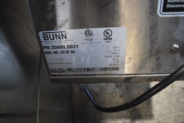 2013 Bunn Model MHG Stainless Steel Commercial Countertop 2 Hopper Coffee Bean Grinder. 120 Volts, 1 Phase. 9.5x16.5x29.5. Tested and Working! - Image 6 of 6