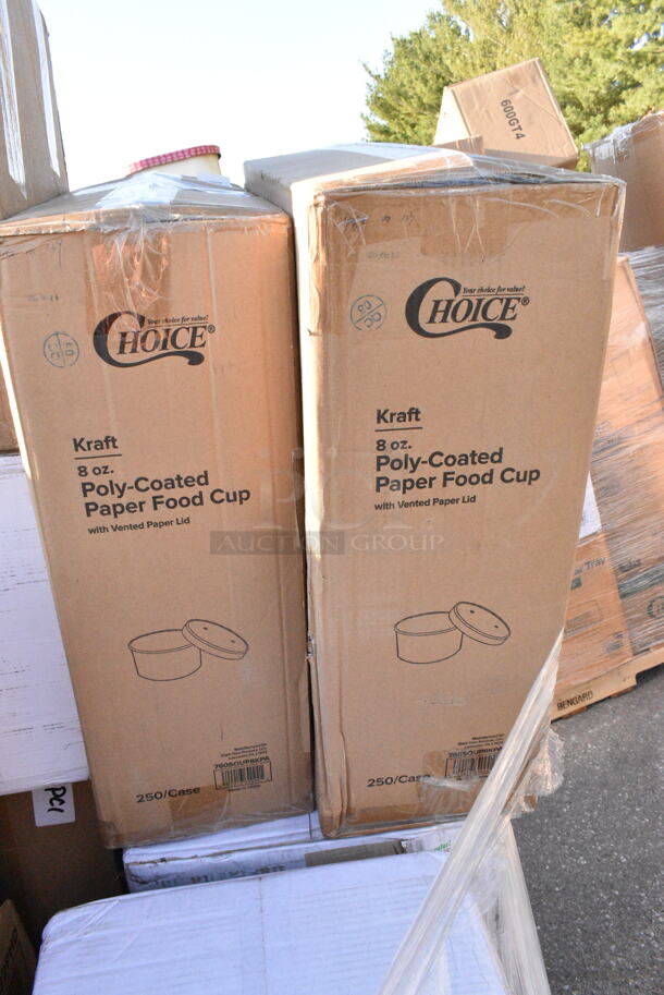 26 BRAND NEW Boxes Including 2 Box 795PLAKFT4 EcoChoice 7 7/8" x 5 1/2" x 3 1/2" Kraft PLA Lined Compostable #4 Take-Out Container - 160/Case, 127P400C 4 oz. Clear Plastic Souffle Cup / Portion Cup, 500CC32P Choice Clear PET Plastic Cold Cup - 32 oz. - 500/Case, 500CC32PHD Choice Heavy Duty 32 oz. Pedestal Heavy Weight Clear PET Plastic Cold Cup - 500/Case, 2 Box 760SOUP8KPA Choice 8 oz. Kraft Poly-Coated Paper Food Cup with Vented Paper Lid - 250/Case, 130WBKFORKH Choice Black Heavy Weight Wrapped Plastic Fork - 1000/Case, 127P400C Choice 4 oz. Clear Plastic Souffle Cup / Portion Cup - 2500/Case, 966TALLFLDN Choice Kraft Natural Tall-Fold 6" x 13" Dispenser Napkin - 8000/Case, 760SOUP3KPA Choice 32 oz. Kraft Poly-Coated Paper Food Cup with Vented Paper Lid, 433NHT101 Choice 1/6 Standard Size White "Thank You" Standard-Duty Plastic T-Shirt Bag - 700/Case, 130BKFKSX500 Choice Black Extra Heavy Weight Wrapped Plastic Cutlery Pack - 500/Case, 130WBKFORKH Choice Black Heavy Weight Wrapped Plastic Fork - 1000/Case, 128HD8COMBO Choice Heavy Duty 8 oz. Microwavable Translucent Plastic Deli Container and Lid Combo Pack, 130WHSPOONWX Choice White Extra Heavy Weight Wrapped Plastic Teaspoon - 1000/Case. 26 Times Your Bid!  - Image 8 of 12