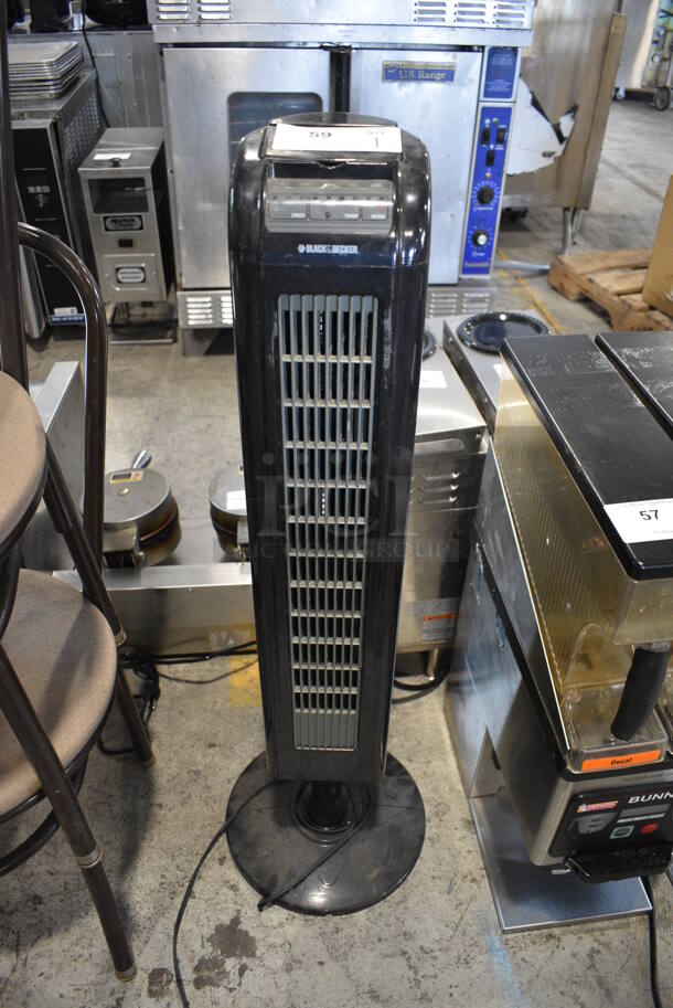 Black & Decker Black Floor Style Fan. 120 Volts, 1 Phase. 12x12x41. Tested and Working!