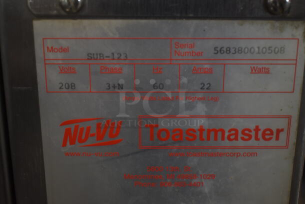 Nu Vu SUB-123 Stainless Steel Commercial Electric Powered Oven Proofer on Commercial Casters. 208 Volts, 3 Phase. - Image 8 of 8