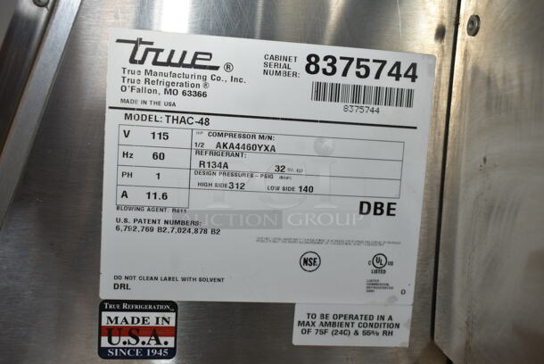 2014 True THAC-48 Stainless Steel Commercial Open Merchandiser. 115 Volts, 1 Phase. Tested and Powers On But Does Not Get Cold  - Image 4 of 4