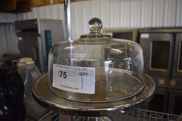 Metal Cake Stand w/ Glass Dome Lid. 13x13x11.5 - Image 3 of 3