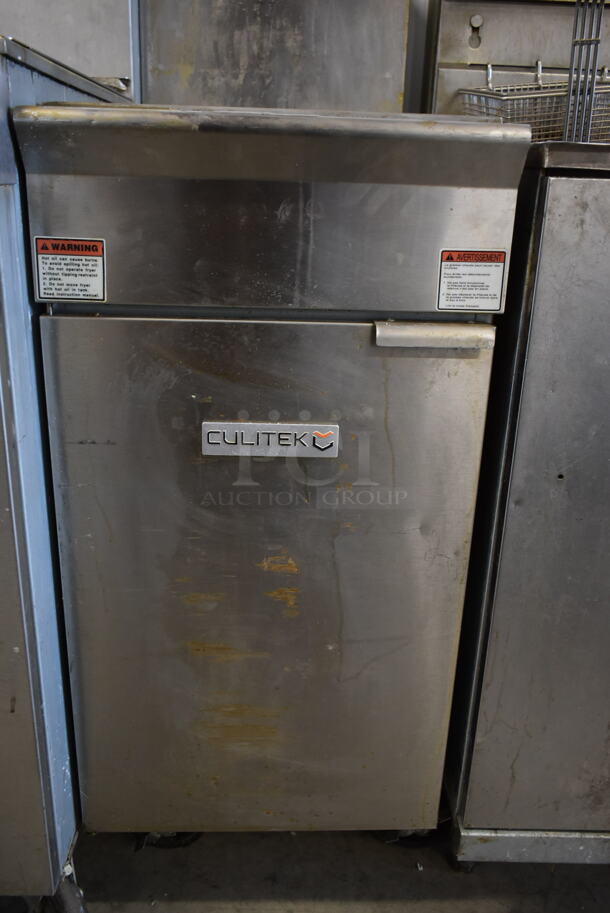 2021 Culitek CULGF120NG Stainless Steel Commercial Floor Style Natural Gas Powered Deep Fat Fryer on Commercial Casters. 120,000 BTU. - Image 3 of 5