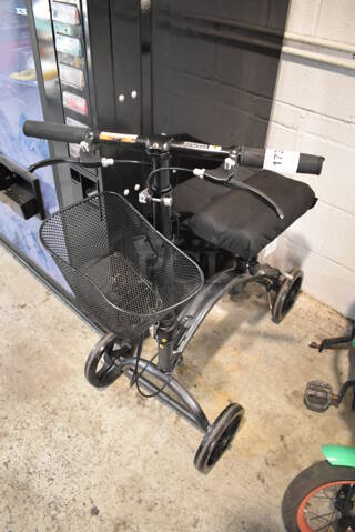 Black Metal Leg Rest Scooter. 17x36x34